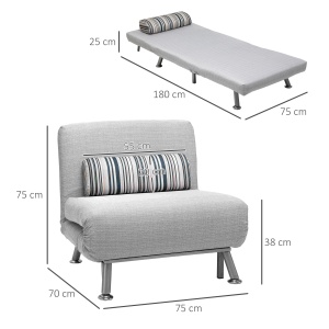 Fotoliu Extensibil Gri cu Perna cu Dungi - Img 3