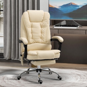 Fotoliu pentru Masaj Pivotant si Ergonomic cu Inaltime Reglabila cu 6 Puncte de Vibratie, 65x160x104 cm, Crem - Img 2