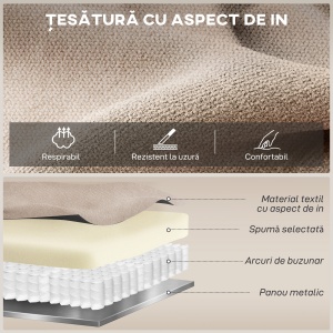 Fotoliu Rabatabil Manual cu Pernă Groasă, Suport pentru Picioare, 85x93x105cm, Bej - Img 5