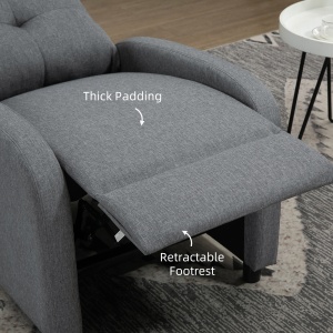 Fotoliu Reclinabil 155° max în Țesătură cu Efect de In Gri cu Suport pentru Picioare, 67x87x98 cm - Img 6