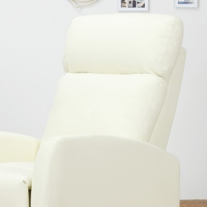 Fotoliu Relax Rabatabil Ergonomic Piele Sintetica 65 × 92 × 100cm Crem - Img 8