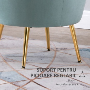 Fotoliu Vintage – Catifea Verde 76×76×74 cm, Design Elegant - Img 7
