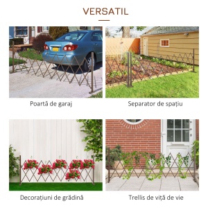 Gard de Grădină cu Lățime Reglabilă, Gard de Grădină Multifuncțional din Metal și Aluminiu, 300x31x103,5 cm, Maro Închis - Img 4
