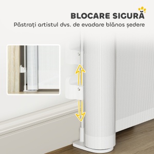 Gard Extensibil pentru Câini 0-140x86.5cm cu Blocare Automată Alb - Img 8
