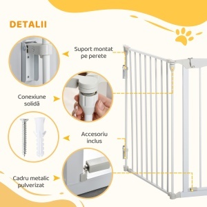 Gard Pliabil și Modular pentru Câini cu 3 Panouri Alb - Img 7