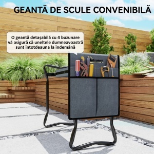 Genuncheră și Bancă de Grădină Pliabilă 2 în 1, Culoare Verde Negru - Img 6