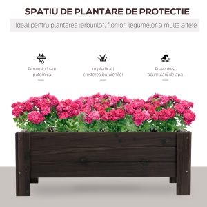 ghiveci din lemn pentru plante, 100x36.5x36 cm, maro - Img 4