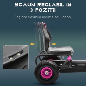 Go Kart a Pedali per Bambini 5-12 Anni Sedile Regolabile Ruote in Gomma - Img 4