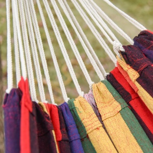 hamac din bumbac si poliester 2x1.5m, multicolor - Img 7