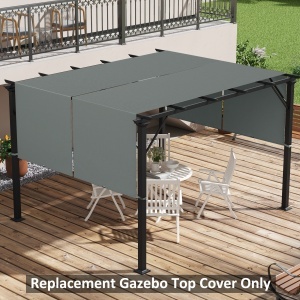 Învelitoare pentru Pergolă cu Buzunare și Curele pentru Stâlpi, 488x122 cm, Gri Închis - Img 2