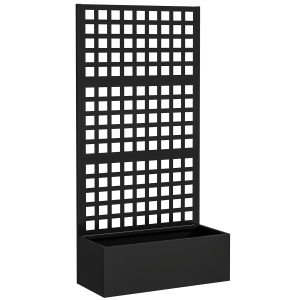 Jardinieră cu spalier, paravan de intimitate, pat ridicat pentru grădină din oțel galvanizat, pentru plante cățărătoare, 89x40x178cm, negru
