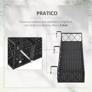 Jardiniera de Exterior cu Carlige pentru Balustrada, Suport Ghivece pentru Balcon si Terasa din Metal - Img 5
