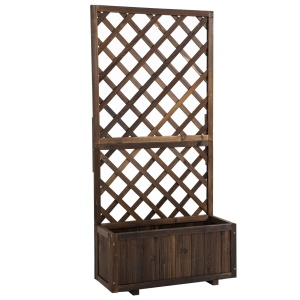 Jardinieră de Exterior cu Spalier, Grilaj pentru Plante Cățărătoare și Ghiveci, 72.5x31.5x149.5 cm, Lemn Natural - Img 1