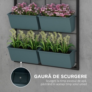 Jardiniera de perete pe 3 nivele cu 6 ghivece pentru int - Img 6