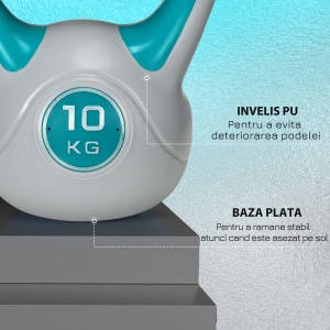 Kettlebell 10kg – PU cu Nisip, Baza Stabila & Maner Ergonomic - Img 6