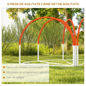 Kit de Antrenament cu Obstacole pentru Animale de Companie, Set Echipament de Agilitate pentru Câini, 89x69x99 cm, Portoccaliu - Img 5