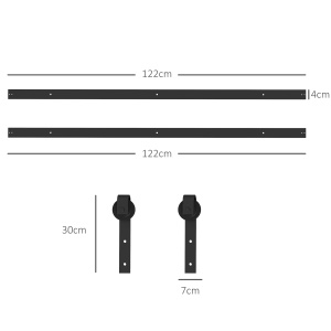 Kit pentru Ușă Glisantă cu Instalare fără Perforare pentru o Singură Ușă, Kit Modern pentru Ușă Glisantă, 244x0.5x4 cm, Negru - Img 3