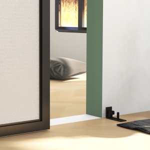 Kit pentru Ușă Glisantă cu Instalare fără Perforare pentru o Singură Ușă, Kit Modern pentru Ușă Glisantă, 244x0.5x4 cm, Negru - Img 9