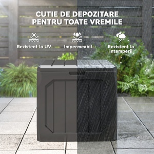 Ladă de Grădină 121L din Plastic, Cutie de Depozitare pentru Exterior cu Mânere, Impermeabilă și cu Încuiere, 56x45x53 cm, Negru - Img 7