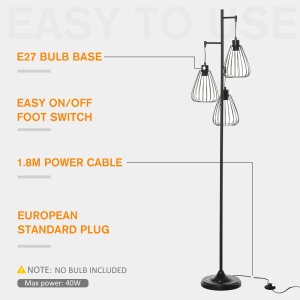 Lampa de podea Lampă cu picior Design vintagecindustrial din metal culoare negru - Img 5