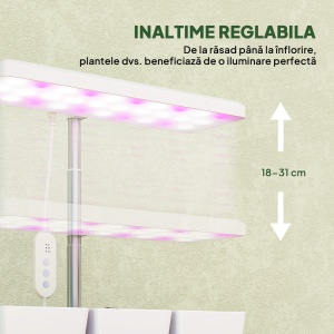 Lampă pentru Plante cu 30 de Lumini LED și 3 Vase 31.8x13.4x35.6 cm Alb - Img 8