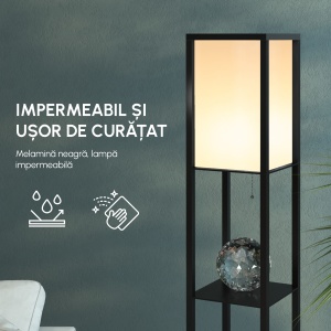 Lampa Pom cu Librarie 3 Niveluri Negru 26 x 26 x 160 cm - Img 7