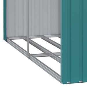 Magazie de Depozitare a Buștenilor, Casă pentru Lemne de Foc din Otel Galvanizat cu Podea Înălțată, 240x86x160 cm, Verde - Img 9