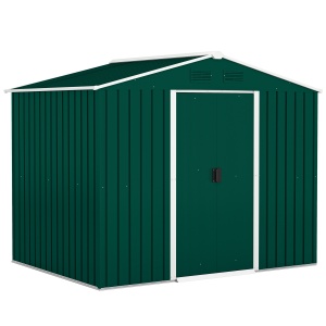 Magazie de Grădină 3.6m² din Oțel, cu 2 Uși Glisante și 4 Ferestre de Ventilație, 236x174x190 cm, Verde - Img 1