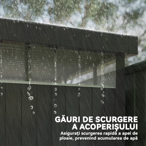 Magazie de Grădină cu Luminator Superior din Acril și Orificii de Drenaj, 162x259x201 cm, Gri Închis - Img 6