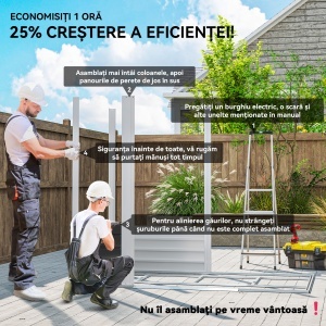 Magazie de Grădină din Tablă de Oțel cu 4 Orificii de Ventilație și 2 Uși Glisante, 213x120x194 cm, Gri Închis - Img 4