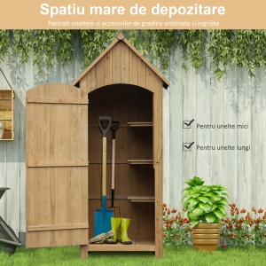 Magazie de Scule de Gradina din Lemn Impermeabila cu Usi si Rafturi, 77.5x54.2x179.5 cm - Img 5