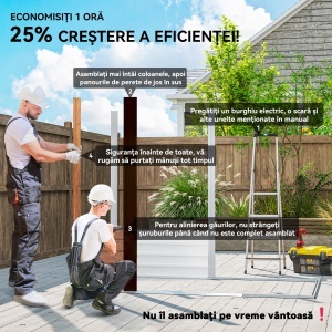 Magazie Grădină cu Uși Glisante pentru Instrumente de Grădină, 235.7x152x208.7cm, Maro - Img 4