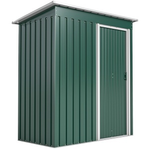 Magazie pentru Scule cu Acoperiș Înclinat și Ușă Glisantă, din Oțel Zincat, 163x89x182 cm, Verde - Img 1