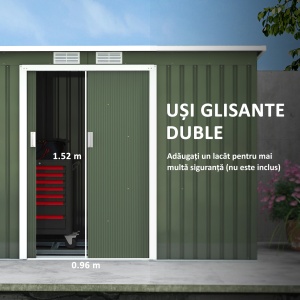 magazie pentru scule de gradina, 280x130x172cm, Verde deschis - Img 5