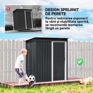 Magazie Scule cu Usa Glisanta, 163x89x182 cm, Negru - Img 6