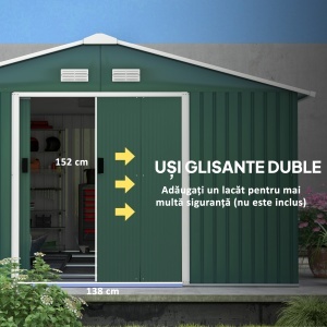 Magazie Unelte din Otel Galvanizat, Anti Rugina 3.4 x 3.86 x 2 m, verde - Img 5