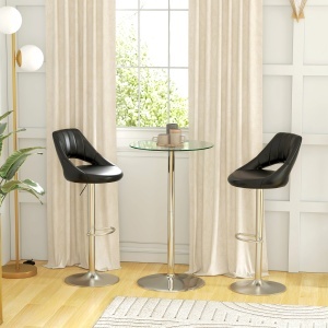 Masa Bistro Rotunda Bar – Blat Sticla Securizata Ø90 cm, Cadru Metalic Modern - Img 2