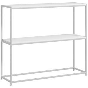 Masă Consolă de Intrare Subțire cu Partea Superioară Deschisă, Dulap Consolă din Oțel și PAL, 100x30x87 cm, Alb - Img 1