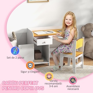 Masa de birou pentru copii cu scaun birou de scoala pentru copii din lemn sertar scaun asortat alb pentru scoala mobilier camera copilului birou pentru copii mici - Img 6