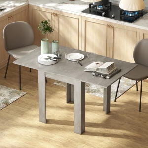 Masă de Dining Extensibilă pentru 4-6 Persoane din Lemn și Oțel, 140x80x77.5 cm, Gri - Img 2