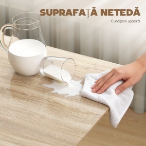 Masă de Dining Pliabilă, Masă de Bucătărie Rabatabilă cu Roți și Frâne pentru 4-6 Persoane, Birou Compact cu Structură din Oțel, pentru Living, 120x80x73 cm, Stejar - Img 7