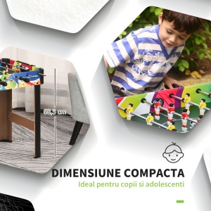 Masă de Fotbal cu 2 Panouri de Scor, din Lemn, Oțel Inoxidabil și Plastic, 86.5x43.5x63 cm, Multicolor - Img 6