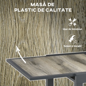 Masă de Grădină Extensibilă 80/160x80x75 cm, Masă de Dining pentru 6 Persoane Dreptunghiulară din Aluminiu cu Blat din Plastic, pentru Terasă, Balcon și Exterior, Bej - Img 6