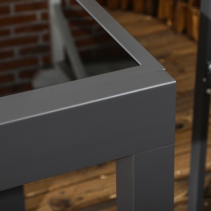 Masă de Grădină Extensibilă cu Blat din Sticlă 80-160x80x75 cm Negru - Img 8