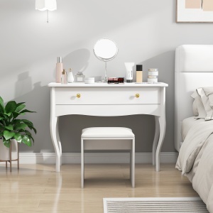 Masă de Toaletă Elegantă cu Sertar Spațios din Lemn Alb 100x40x74 cm - Img 9