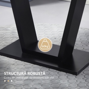 Masa Living 140×80×76 cm – Blat Marmura & Cadru Otel Negru - Img 6
