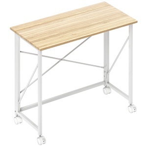Masă pliabilă de 80 cm pe roți - Ton natural