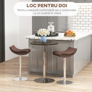 Masa reglabila pentru bar cu blat pivotant 360°, Nuc - Img 6