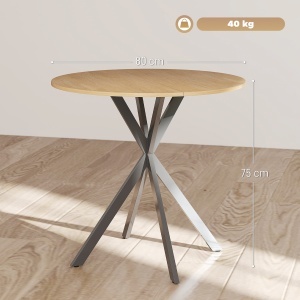Masă Rotundă de Dining Industrială 80cm - Stejar Alb - Img 3