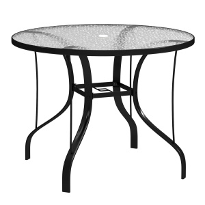 Masă Rotundă de Grădină pentru Maxim 4 Persoane cu Gaură pentru Umbrelă, Ø96,5x71 cm, Negru - Img 1